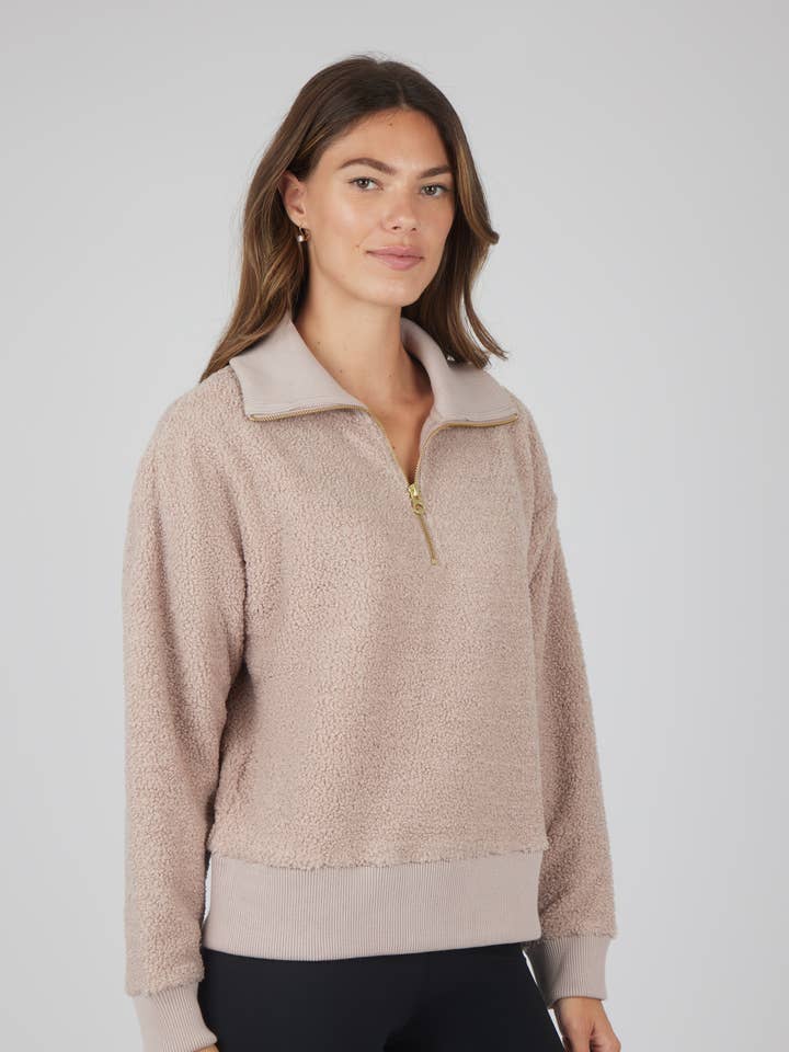 90 Degree by Reflex & Yogalicious - Wholesale Sweatshirt - Women's - Women's Cozy Sherpa Half Zip Pullover Sweatshirt5