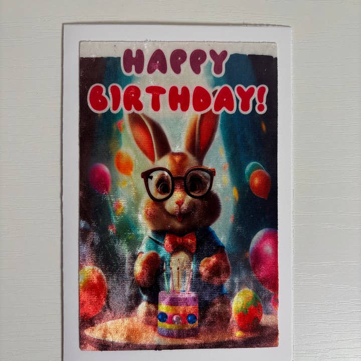 Håndlavet fløjlsfødselsdagskort "Tillykke med fødselsdagen" for engroshandel hos Kelov Studio