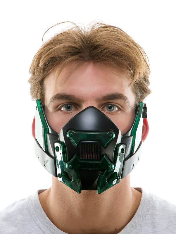 KBW Global Corp. - Wholesale Costume - Unisex - Light-Up Green Cyberpunk Gas Mask0
