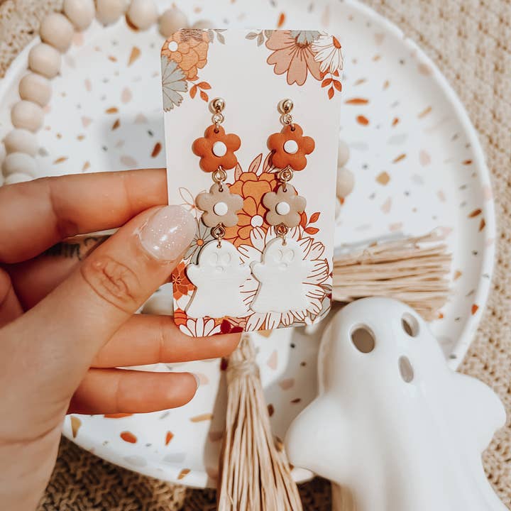 Belu Designss - Venta al por mayor Pendientes colgantes - Pendientes de arcilla polimérica Floral