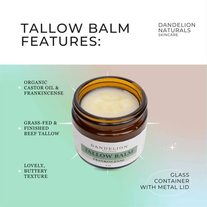 Dandelion Naturals - Wholesale Body Balm/Butter - Grass Fed Tallow Balm with Organic Castor Oil & Frankincense2