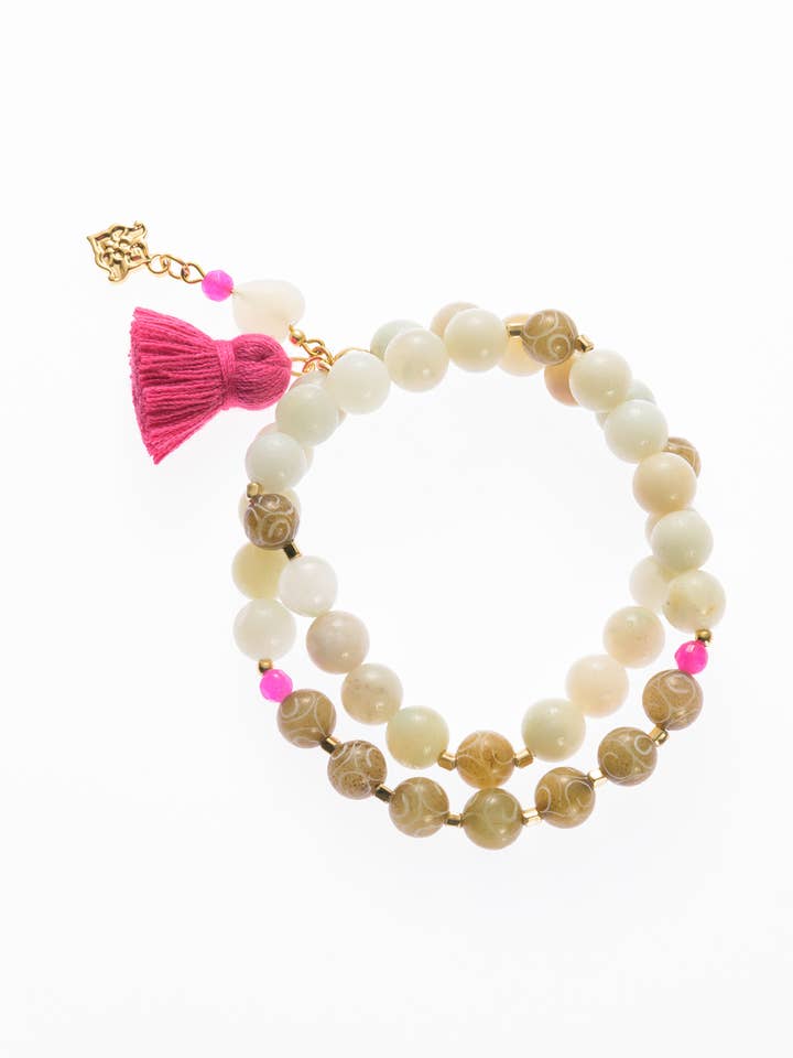 Dubbel Mala Carved Jade för wholesale av samsara collection