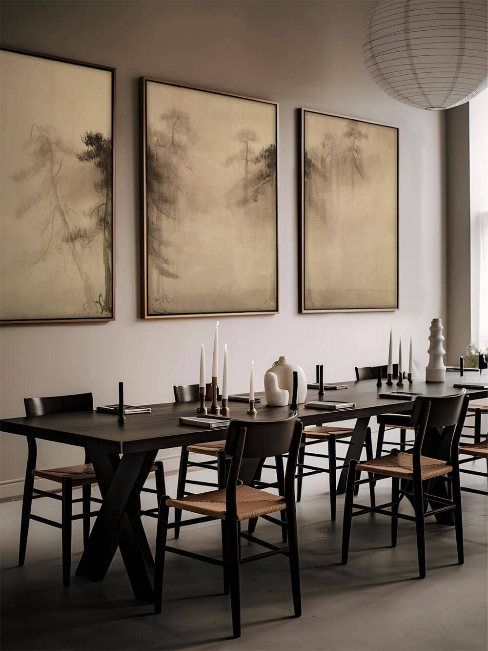 Modern Antique Prints - Wholesale Art Print - Wabi-Sabi Pine Sketch – Timeless Silence in the Mist II4