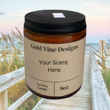 1 Wick Candle Jar Soy Wax 8oz for wholesale by Gold Vine Designs