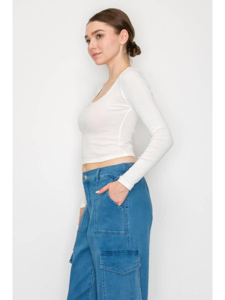 CC Wholesale Clothing - Wholesale Knit Top - Women's - Lace Trim Square Long Sleeve Top13