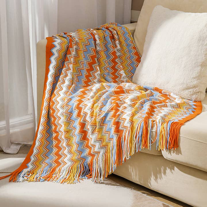 ACCITY - Wholesale Throw Blanket - KNITTED STRIPED SOFA BLANKET BLANKET_CWMM01859