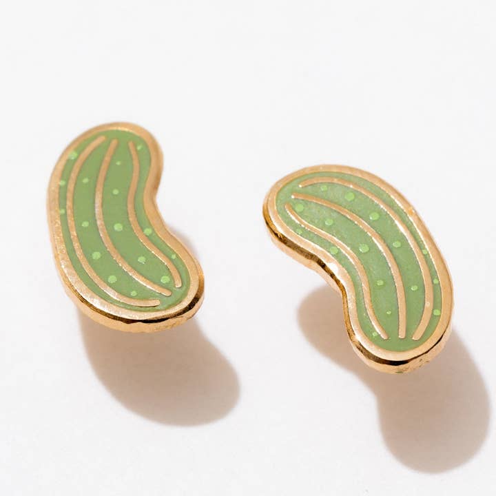 Pickle Enamel Stud Earrings for wholesale by Larissa Loden