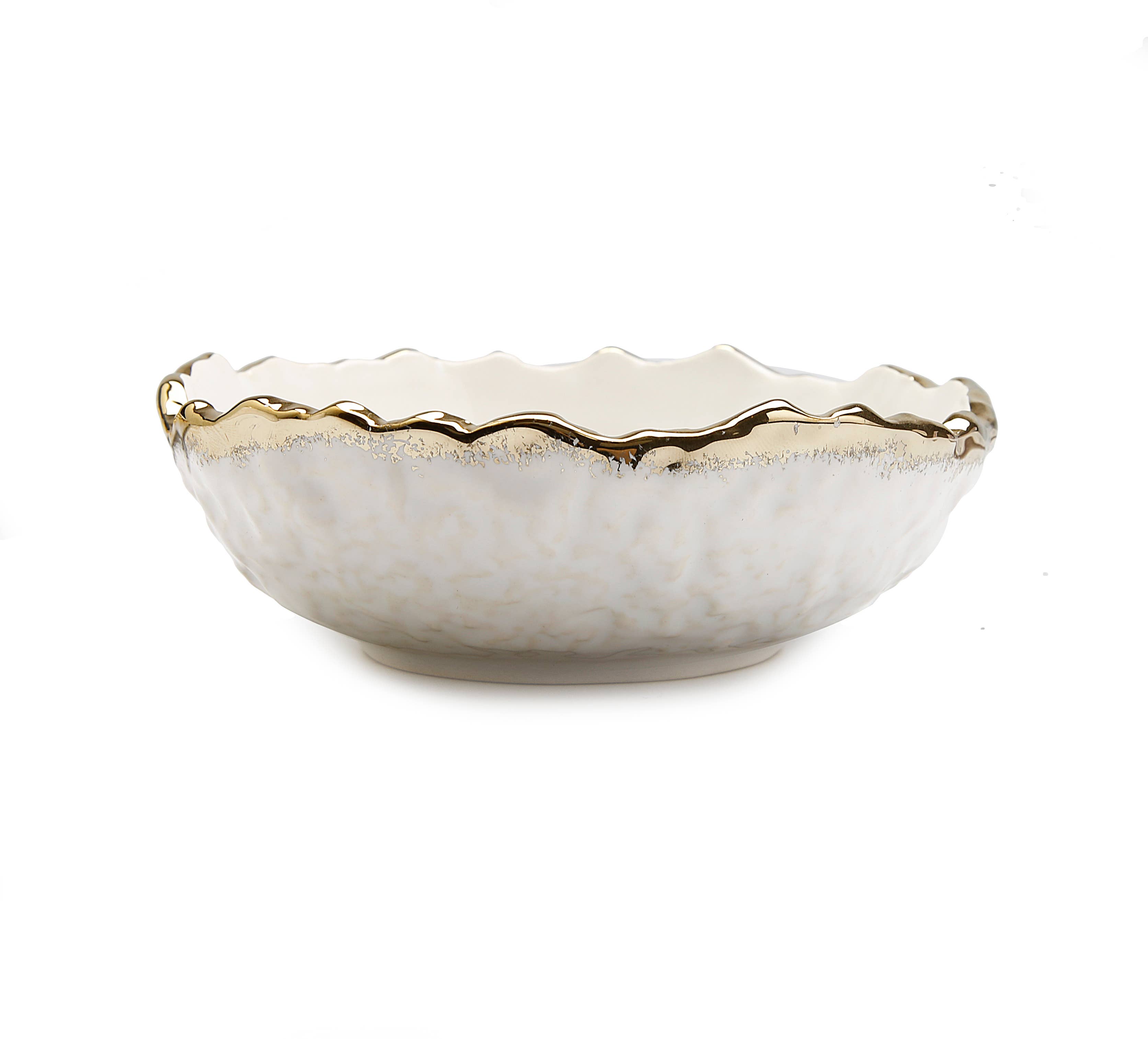 CLASSIC TOUCH DECOR INC. – Serviço de loiça por atacado – Conjunto de Jantar Branco 4 Peças com Detalhes Dourados Manchados6