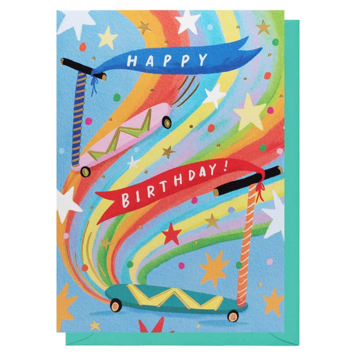 Scooter Birthday | Children’s Birthday Card | Kids Cards for wholesale by Louise Tiler