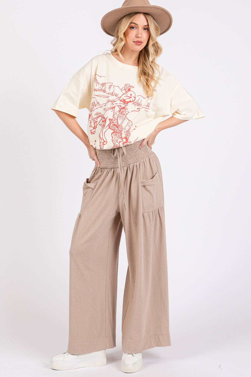 Sage + Fig - Vente Pantalon – femme - PANTALON LARGE DÉCONTRACTÉ À SMOCK (SP7105)15