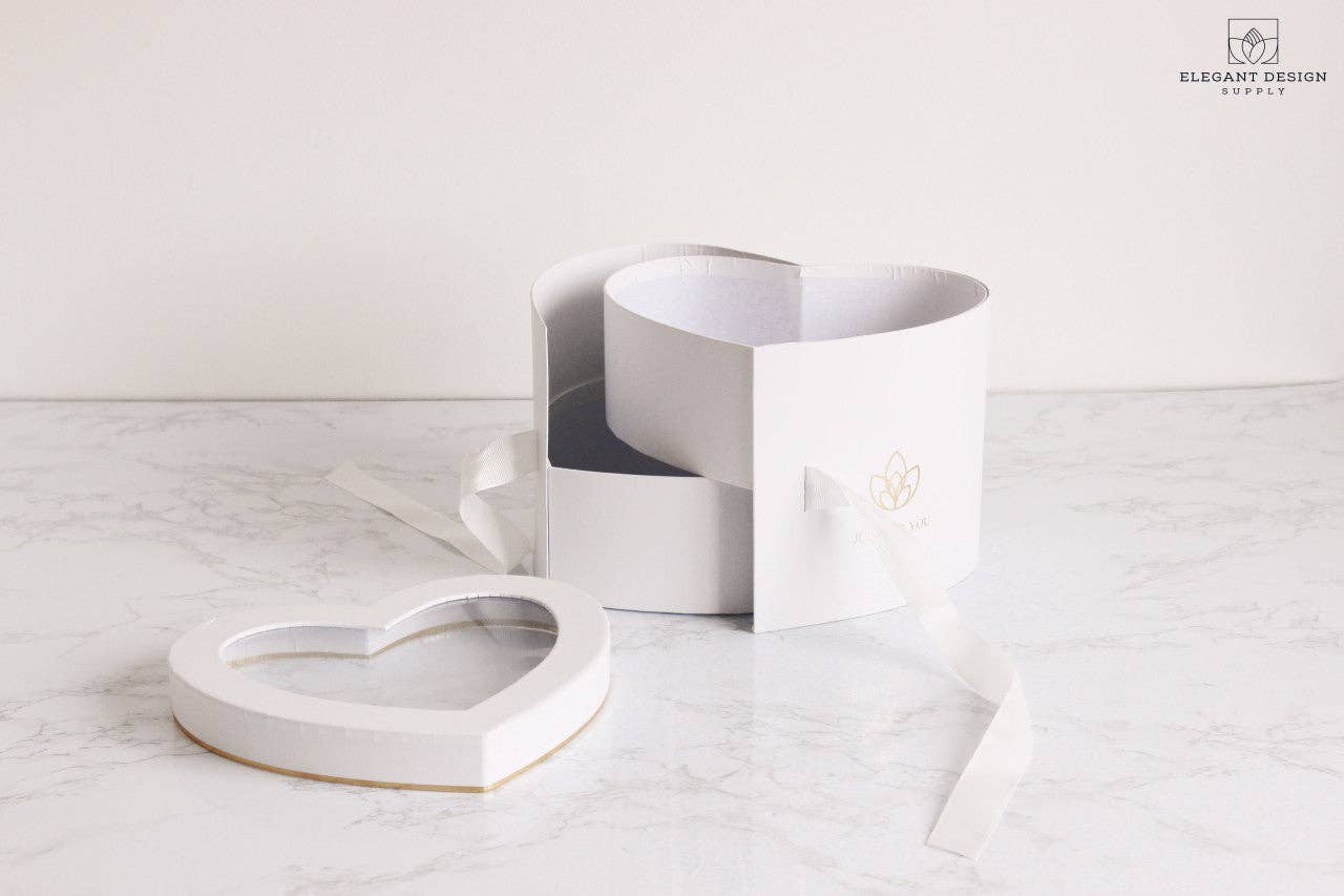 Elegant Design Supply - Vente Coffrets cadeaux - Boîte à fleurs cœur à deux étages avec couvercle transparent7