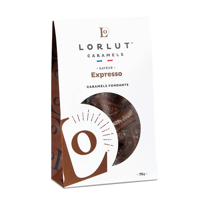 Caramelle Espresso 75g per la vendita all'ingrosso da parte di LORLUT CARAMELS