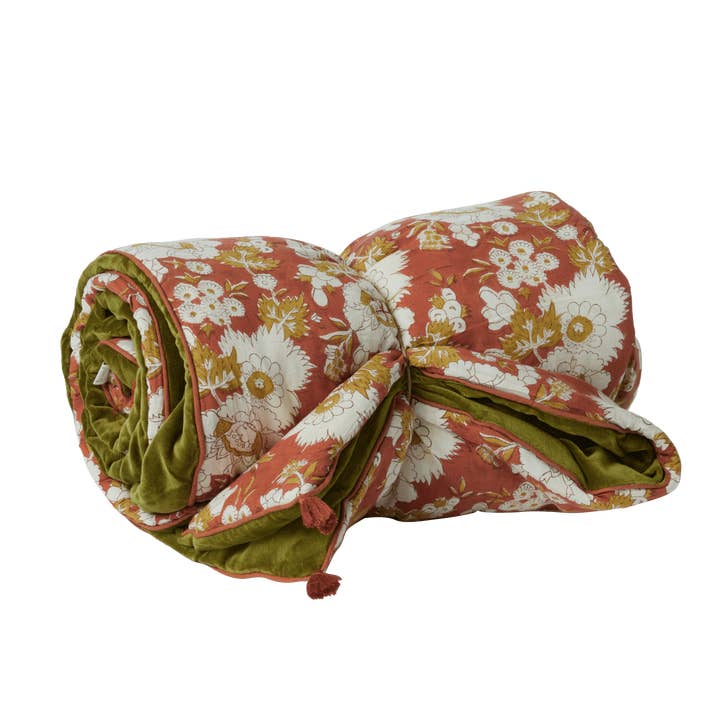 Bonheur du Jour - Wholesale Throw Blanket - Vishnu Squirrel velvet and floral print sofa cover