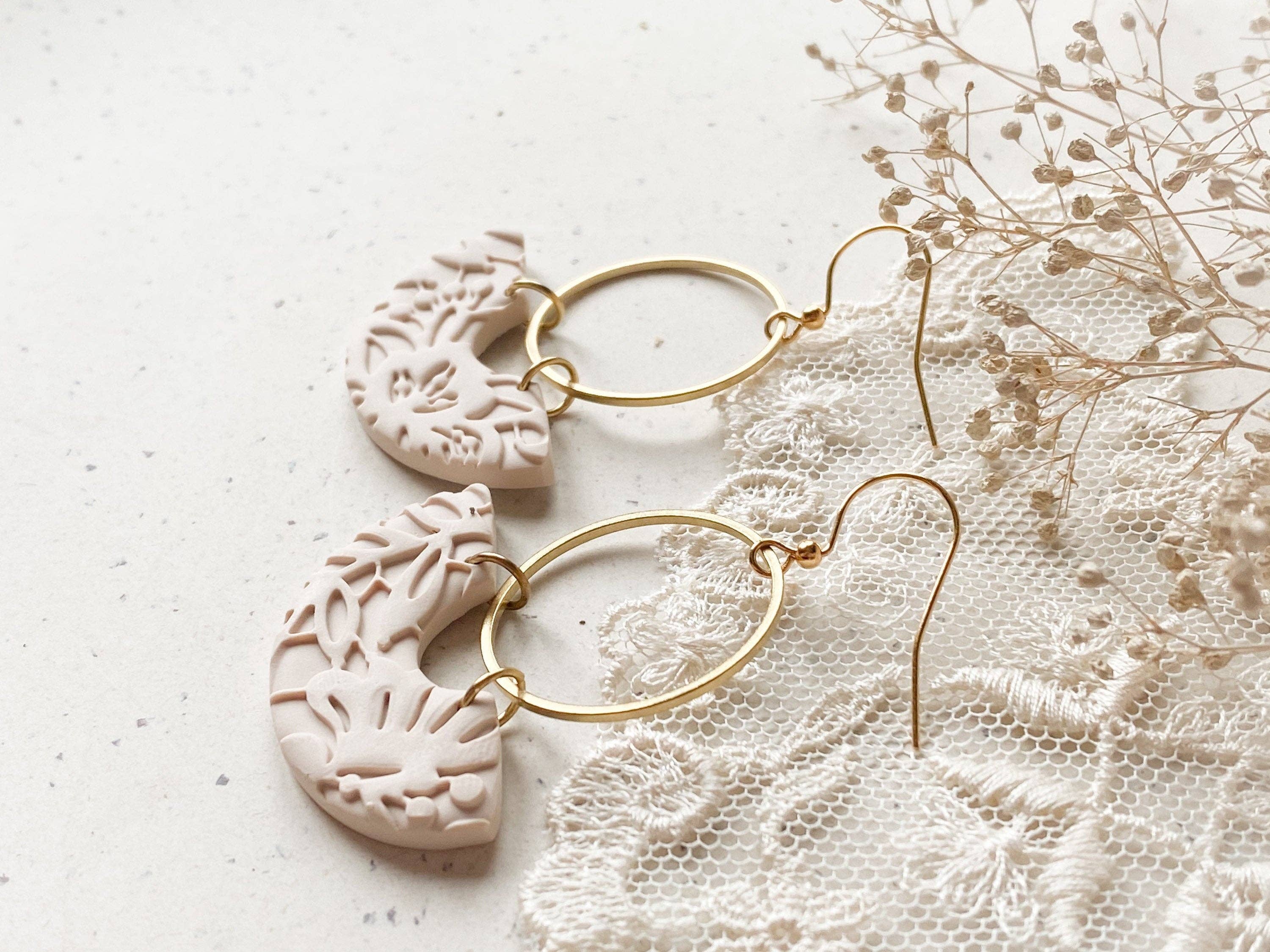 Agaveh girl - Wholesale Dangle Earrings - Wynne Sand Colored Polymer Clay Dangle Earrings3