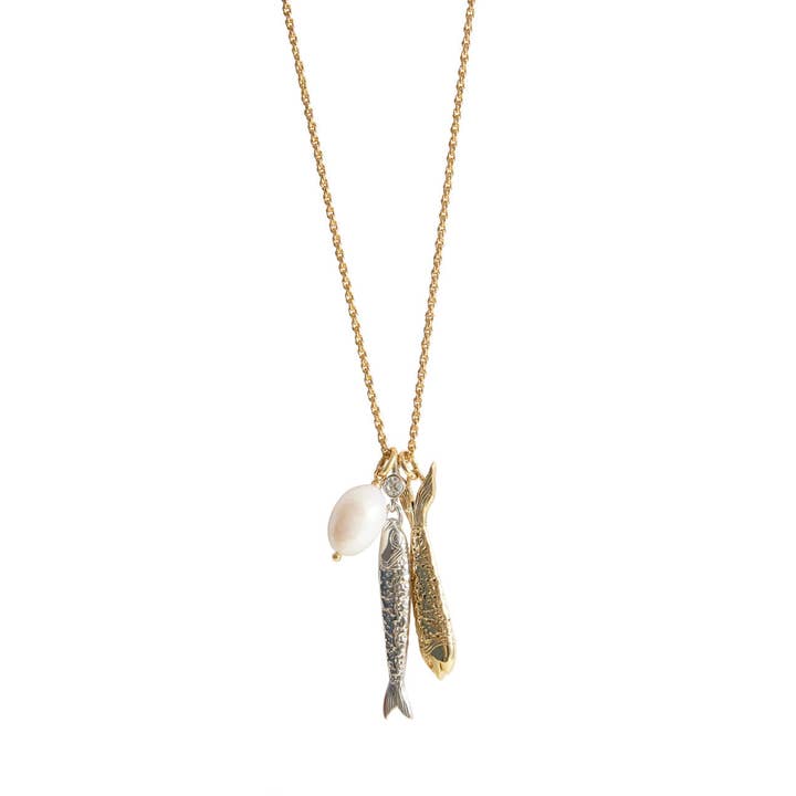 Gold Silver Sardina Charm Necklace for wholesale on Faire