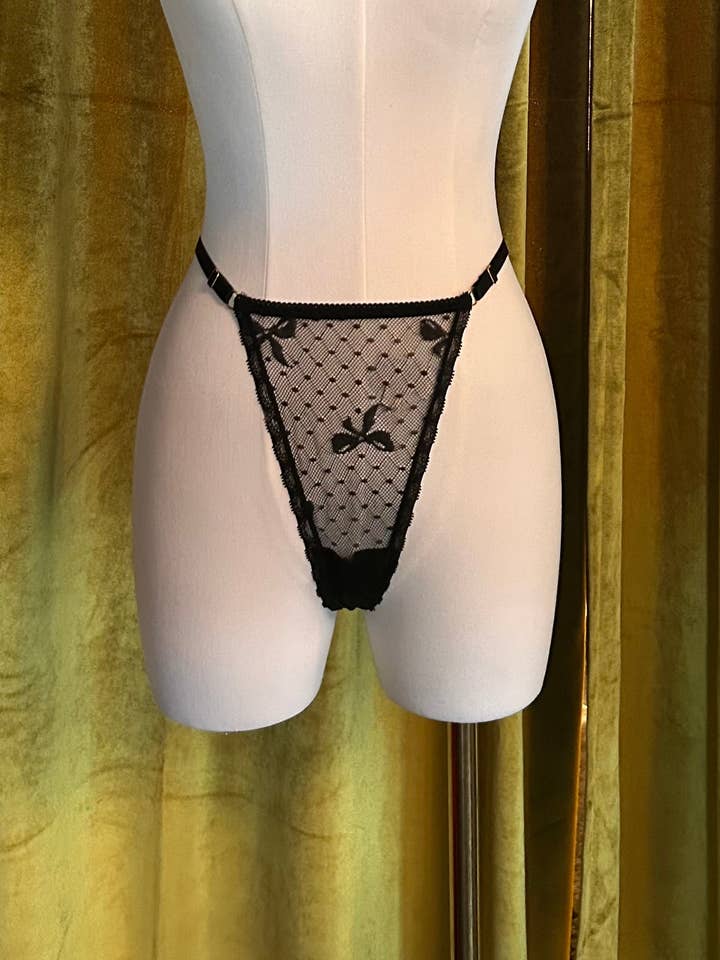 NOIR KILO BRAVA NOIR NŒUD MAILLE - STRING en vente sur Faire2