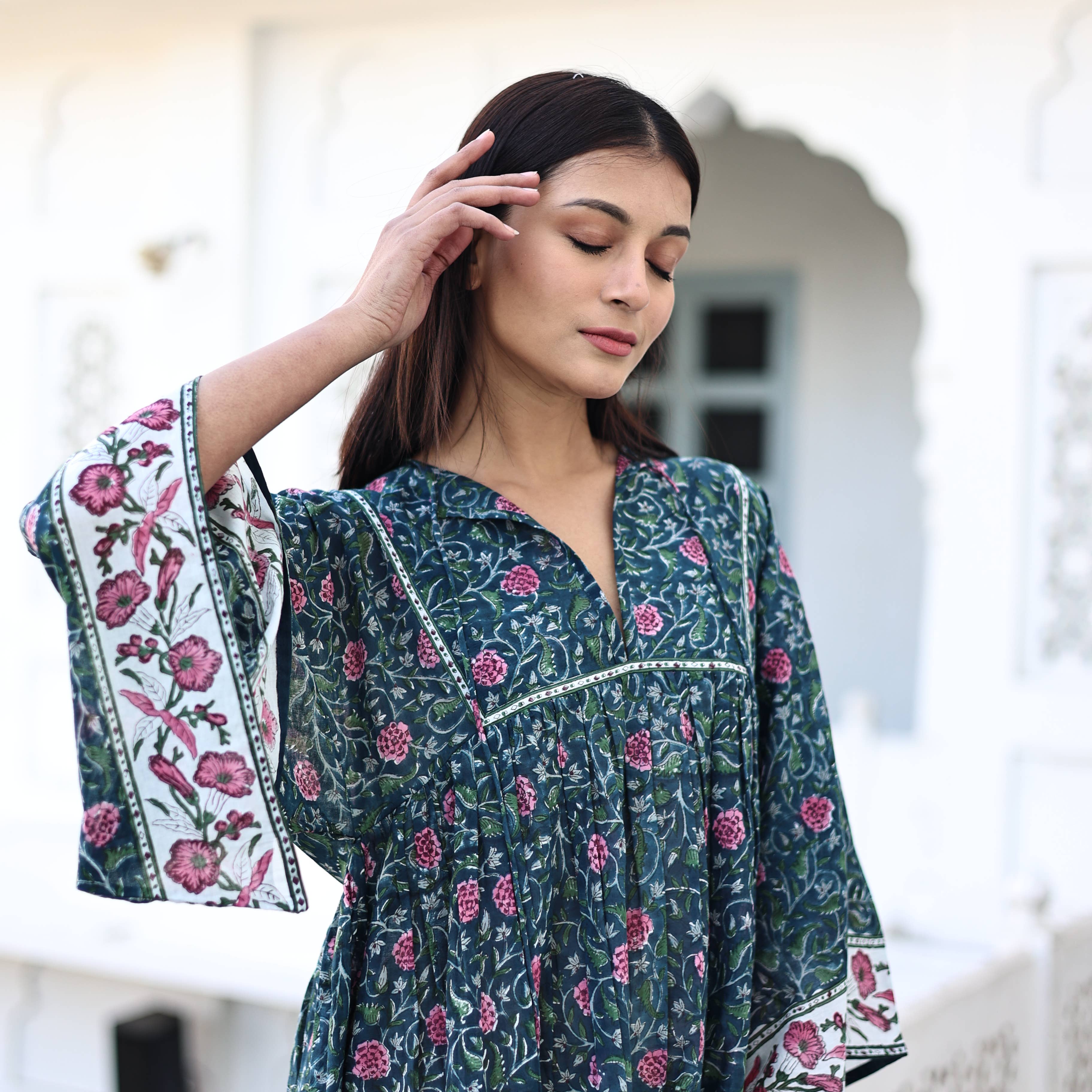 The Fox and The Mermaid - Vente Robe – femme - Robe Maxi Bohème Imprimée à Blocs (Chahna)10