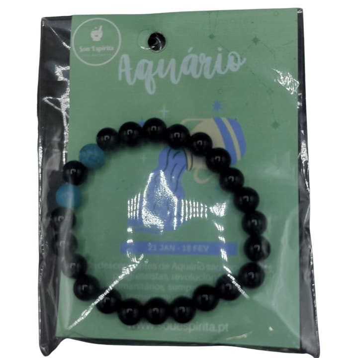 EMTUACASA - Wholesale Beaded Bracelet - Aquarius Sign Bracelet - Onyx and Turquoise1