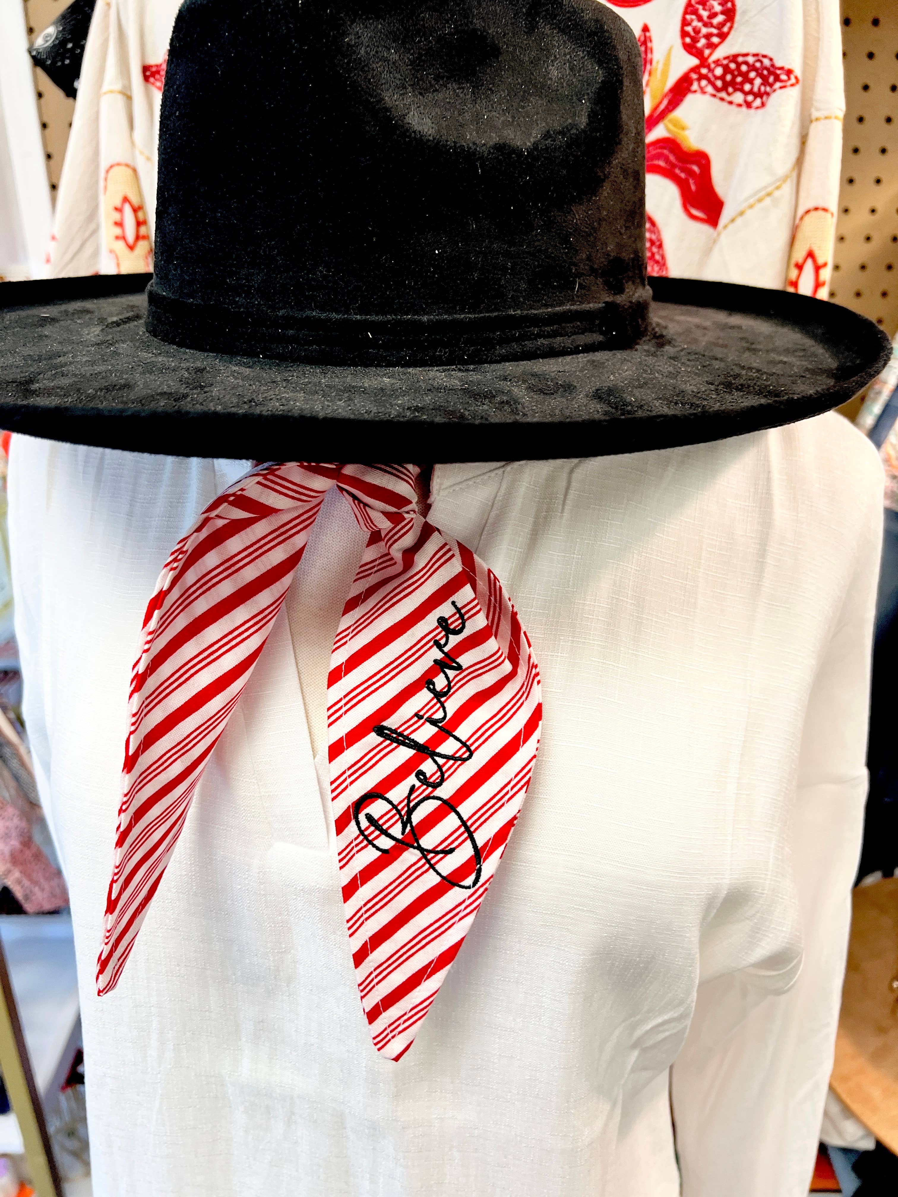 The Funky Soul - Wholesale Scarf - Women's - Believe Red & White Striped Christmas Ascot Scarf1