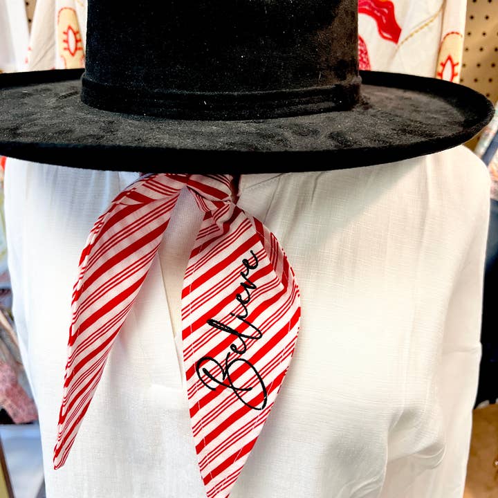 The Funky Soul - Wholesale Scarf - Women's - Believe Red & White Striped Christmas Ascot Scarf1