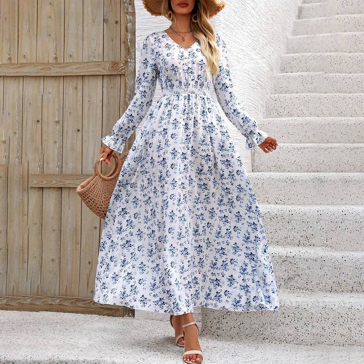 FRENCH ELEGANT WINDLASS WAIST FLORAL LONG DRESS and other Purchase Wholesale blusas para mujer. Free Returns & Net 60 Terms on Faire trending on Faire.