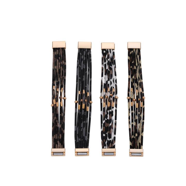 MKS America - Wholesale Bangle Bracelet - Leopard Print Magnet Buckle Copper Tube Beaded Bracelet5