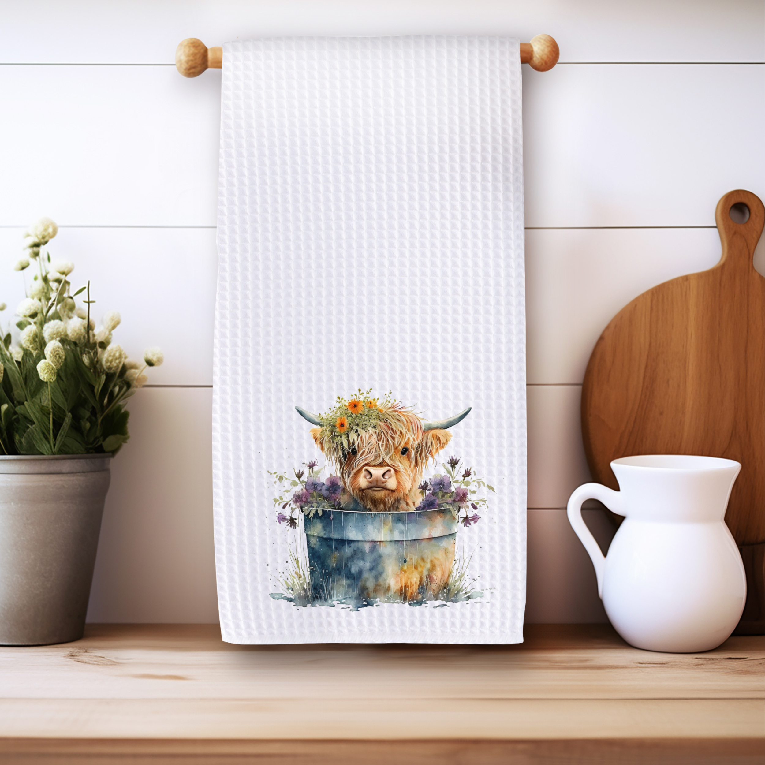 Fernville Creations - Wholesale Tea Towel - Highland Cow Hand Towel, Farmhouse Kitchen, Rustic Décor6
