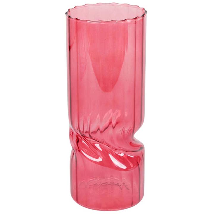 Deco vase, burgundy/transparent, glass, 10x10x25cm for wholesale by Dekoratief