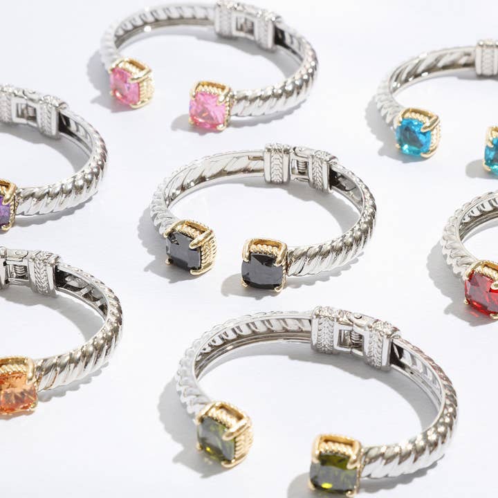 Wholesale Colored Square Rhinestone Edge Bangle Bracelet for Wholesale Colored Square Rhinestone Edge Bangle Bracelet for