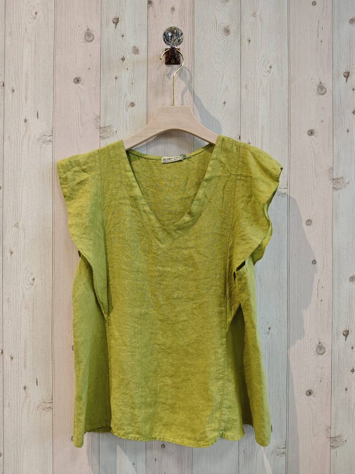 Linen & More - Wholesale Blouse - Women's - REF 17874 RUFFLE SLEEVE T-SHIRT 100% LINEN