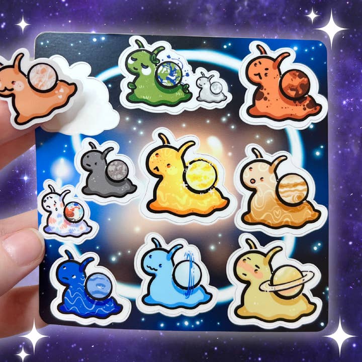 Snail Solar System ~ Sticker Sheet for wholesale by Woolblossom
