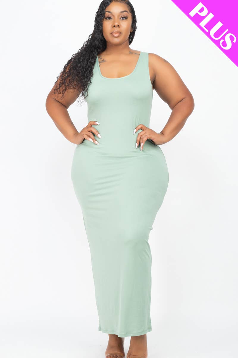 CAPELLA APPAREL - Vente Robe – femme - Robe maxi basique sans manches grande taille4