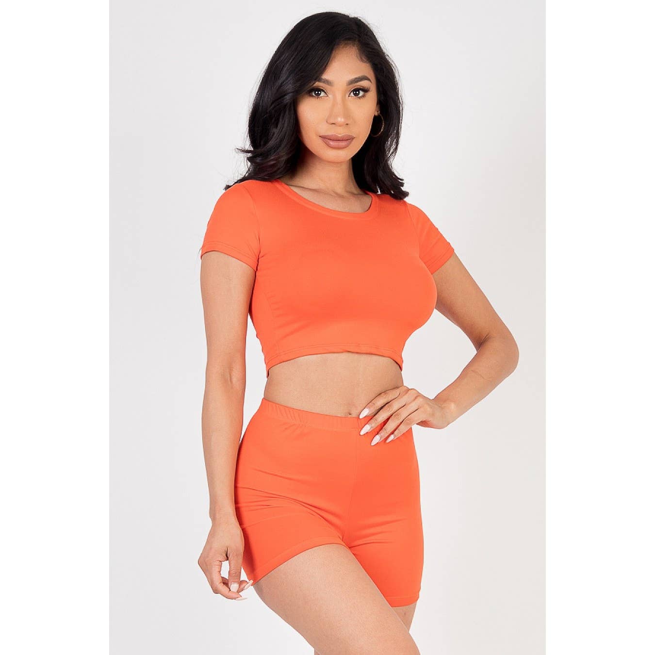 Timeless - Wholesale Lounge Set - Women's - Short Sleeve Crop Top and Shorts Set11