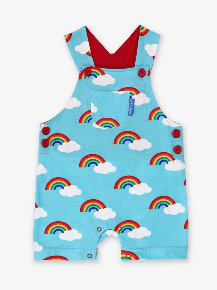 Salopette courte pour enfants en coton bio avec imprimé arc-en-ciel pour la vente par Toby Tiger GmbH