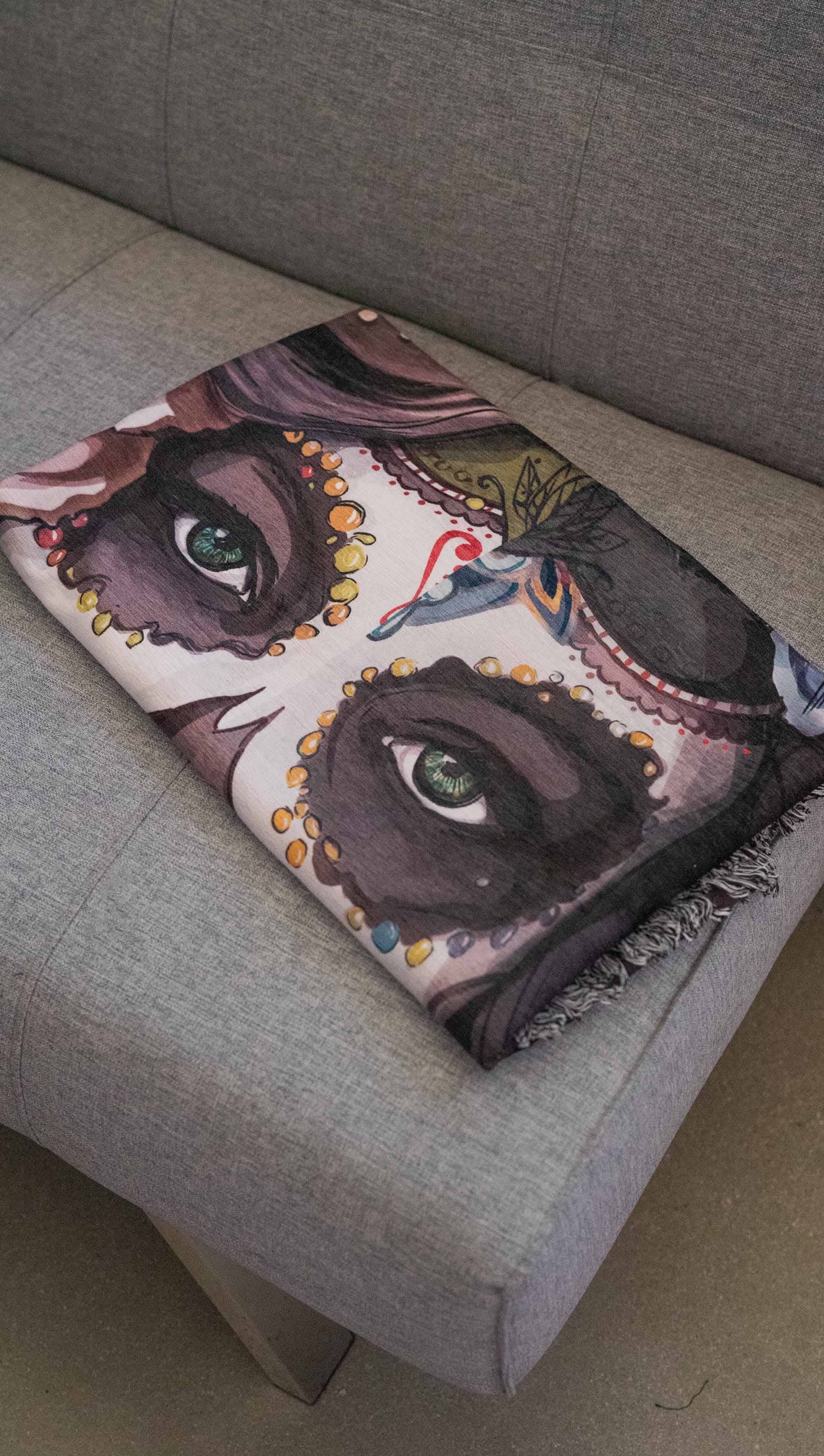 Eagle Rock Werkshop® - Wholesale Tapestry/Textile - Sugar Skull - Chenille Tapestry with Tassels5