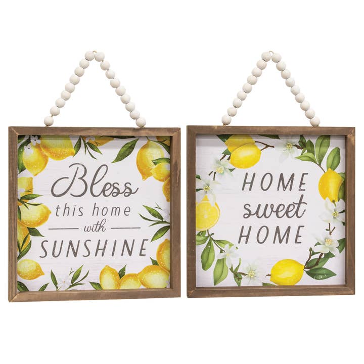Home Sweet Home Lemons Beaded Framed Sign, 2 Assorted for wholesale by Col House Designs