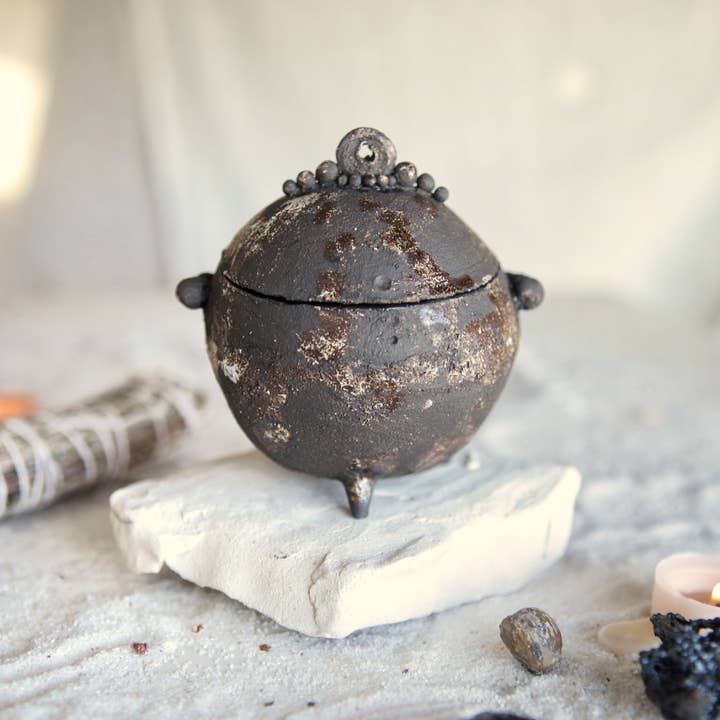 Nuria Vela Ceramica - Venta al por mayor Portainciensos - Caldero pequeño Luna negra