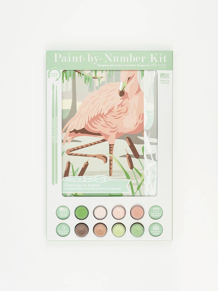Flamingo in Lagoon Paint-by-Number Kit for wholesale by Elle Crée (She Creates)