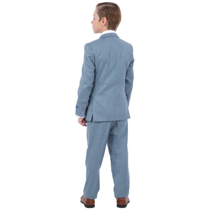 Suits America - Wholesale Suit Set - Kids - Perry Ellis Sharkskin 5pc Boys Suit, Slate Blue