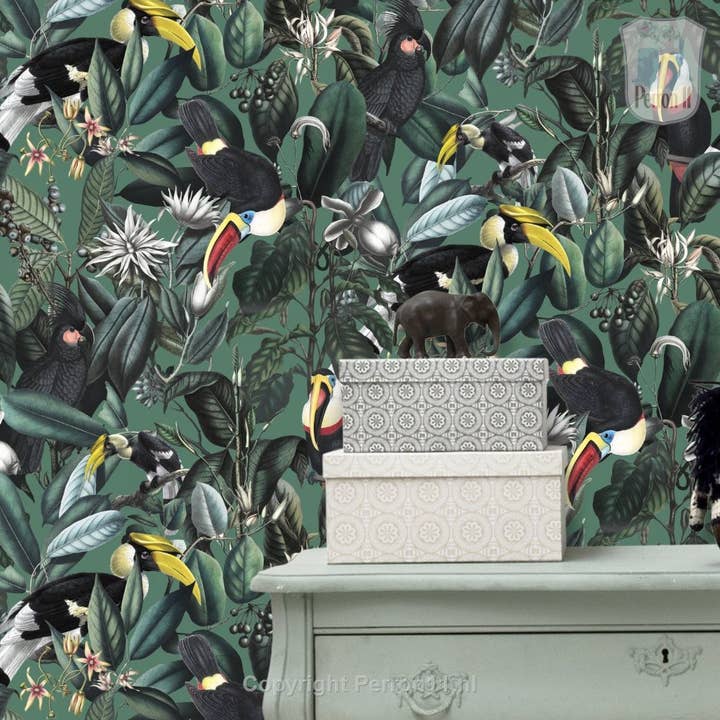 Perron 11 - Venta al por mayor Papel pintado - Fondo de pantalla de selva tropical con pájaros tropicales