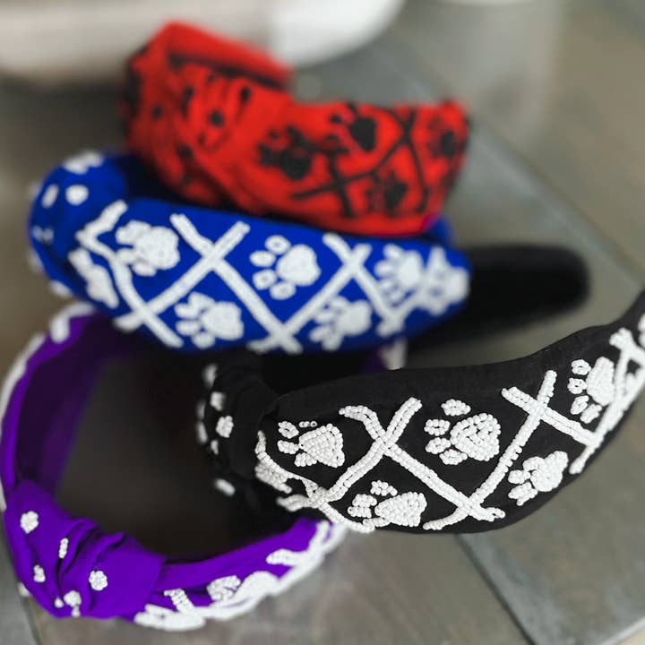 OBX Prep - Wholesale Haarband - Dames - Pootafdruk Zaad Kralen Teamgeest Topknoop Haarband – Cheer1