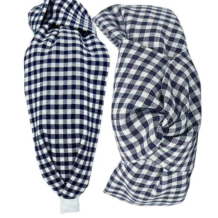 Pretty Happies - Wholesale Fashion Headband - Women's - Orange and Navy Team Spirit Bundle - Choice of Gingham6