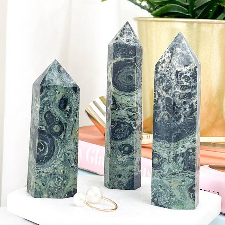 Kambaba Jasper Point | Kambaba Points | Crocodile Jasper Points | Kambaba Jasper Stone | Kambaba Crystal | Jasper Point | Kambaba Point for wholesale by Yellow Tree Company