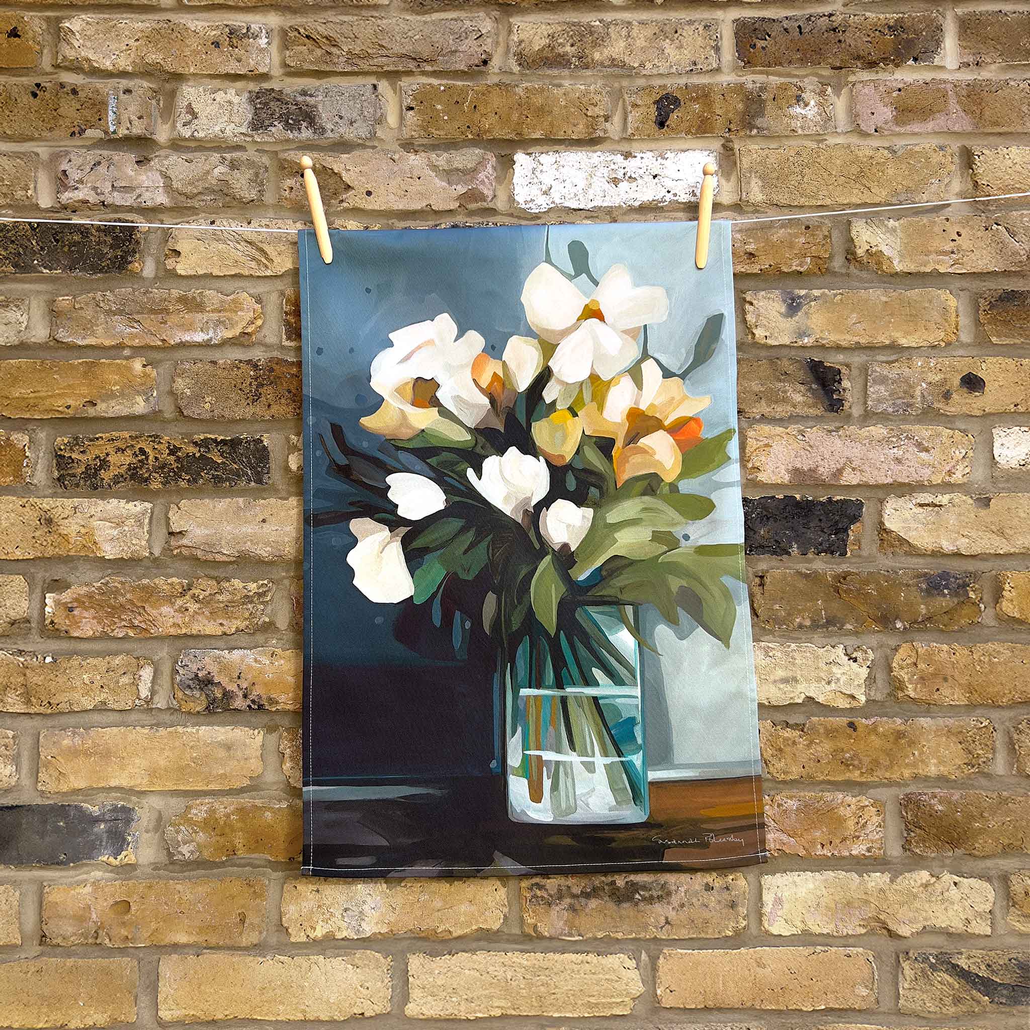 Susannah Bleasby Art - Vendita all'ingrosso Strofinacci - Strofinaccio di cotone | Strofinaccio floreale | 'Ophelia'