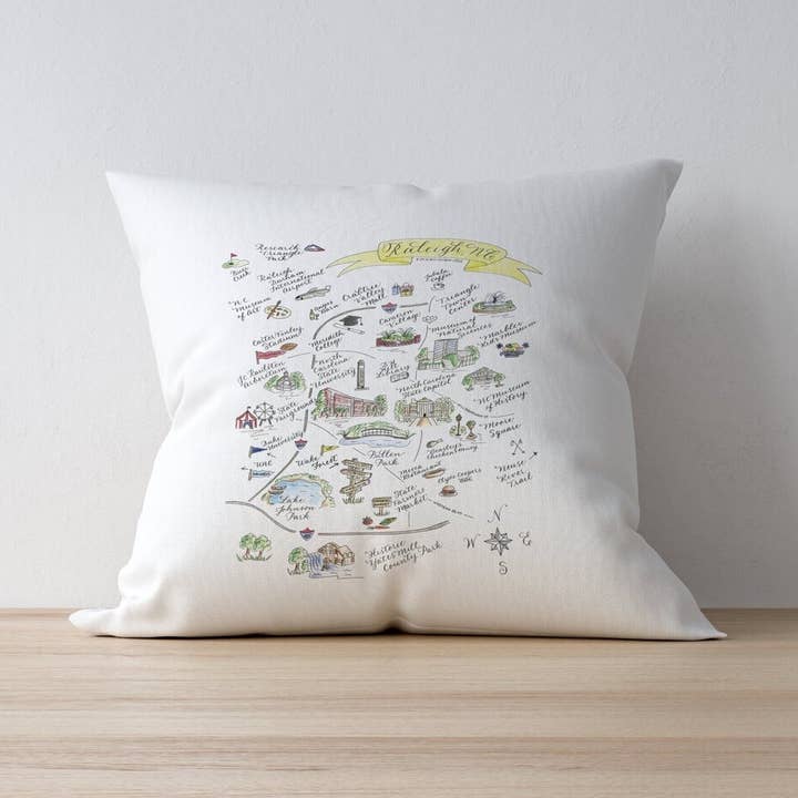 Raleigh, Nc Large 20" Down Filled Pillow for wholesale by The Write Occasion Calligraphy