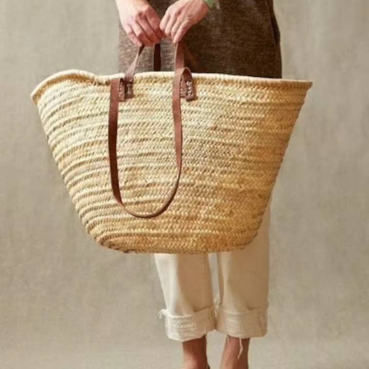 DarKech - Wholesale Beach Bag - Market basket STRAW BAG Handmade with leather, French Market