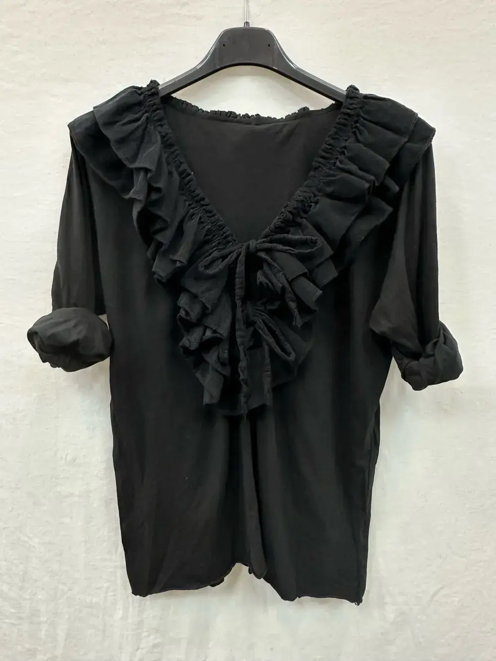 Mimi & Gogo - Wholesale Blouse - Women's - Cotton Velvet Ruffled Top @10296_HVFroufrou7
