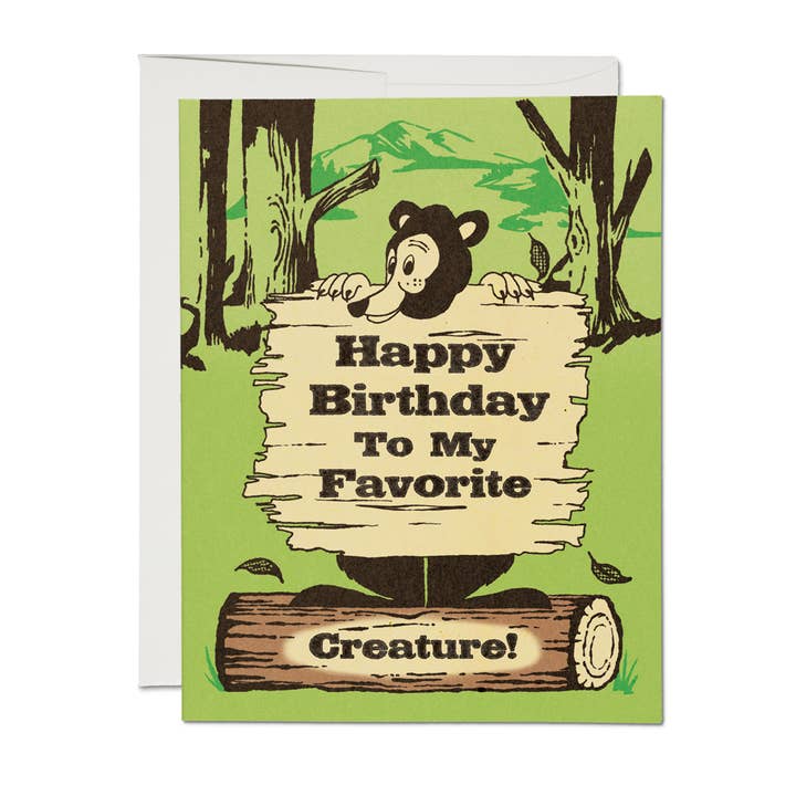 Bear Announcement birthday greeting card for wholesale by Red Cap Cards