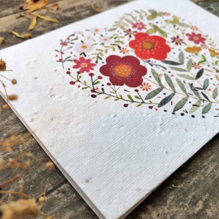 Erika's Whimsical Art – wholesale Love card – Plantable Seed Paper Floral Heart Card5