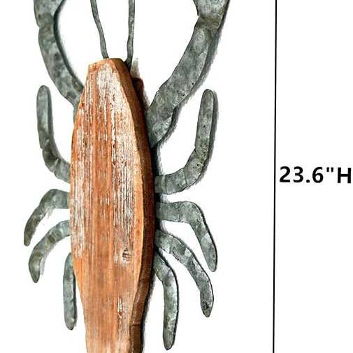 Paris Loft Inc - Wholesale Wall Accent - Wood and Galvanized Ocean Theme Wall Hanging Decor (Lobster)